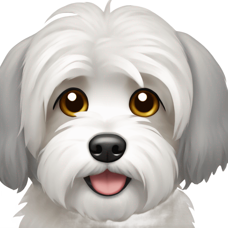 Havanese dog with grey ears and white body emoji