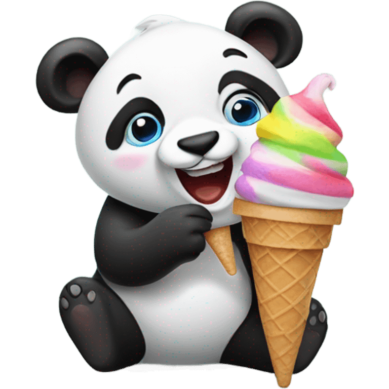 Panda eating ice cream emoji