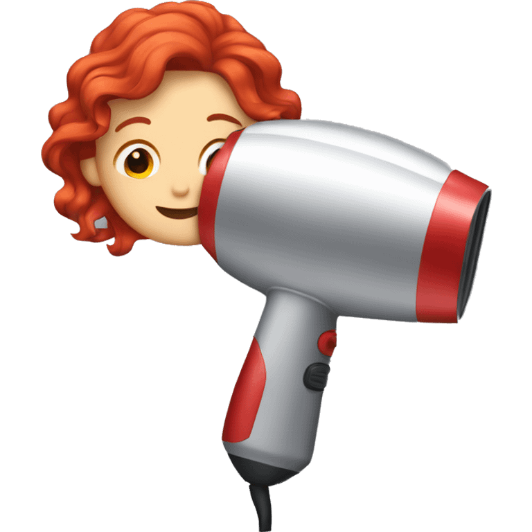 red hair dryer in hand emoji