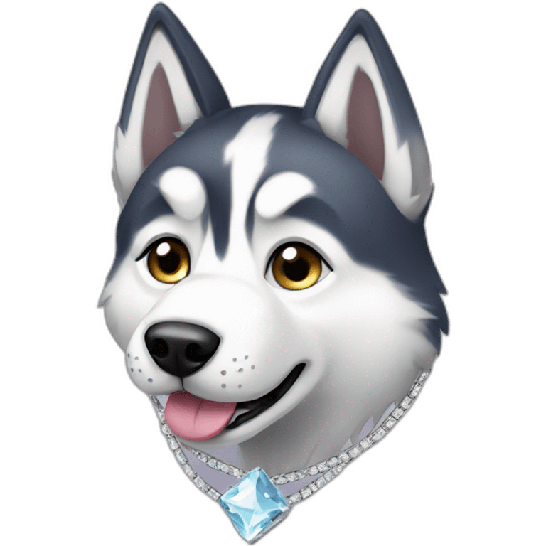 Husky with diamonds chains emoji