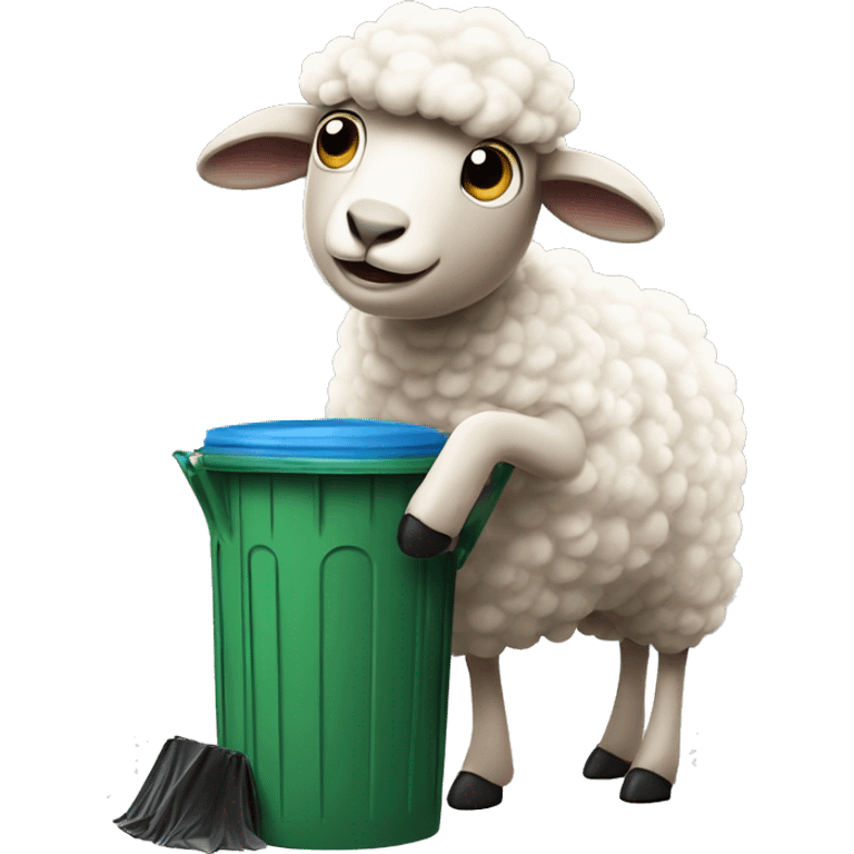 Sheep hitting trash cans  emoji