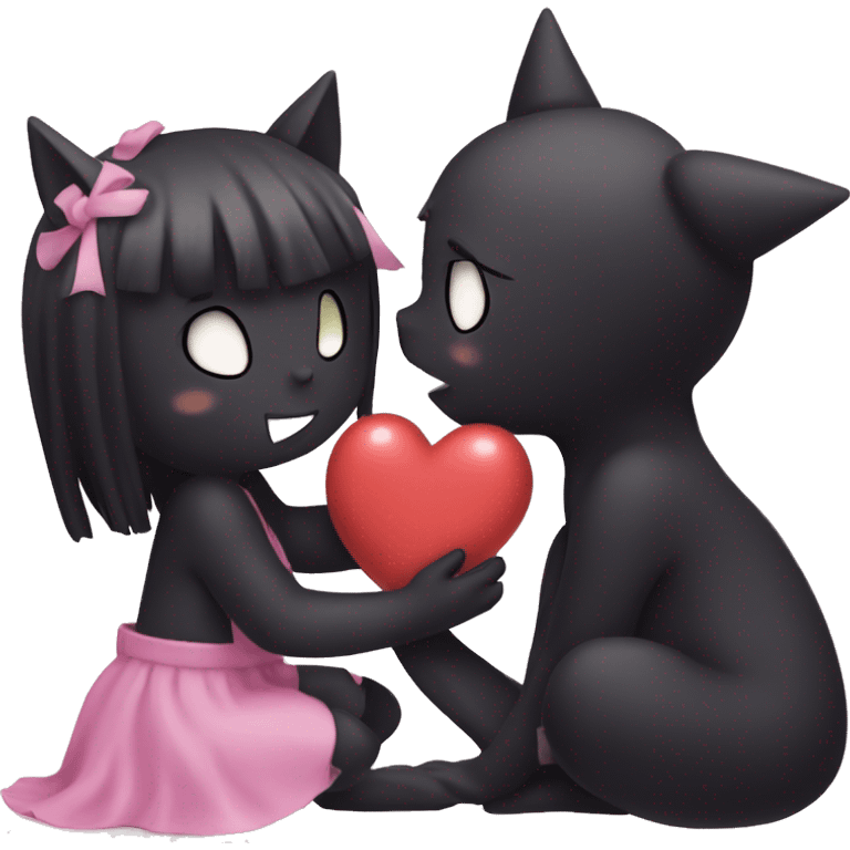 Kuromi kissing a heart emoji