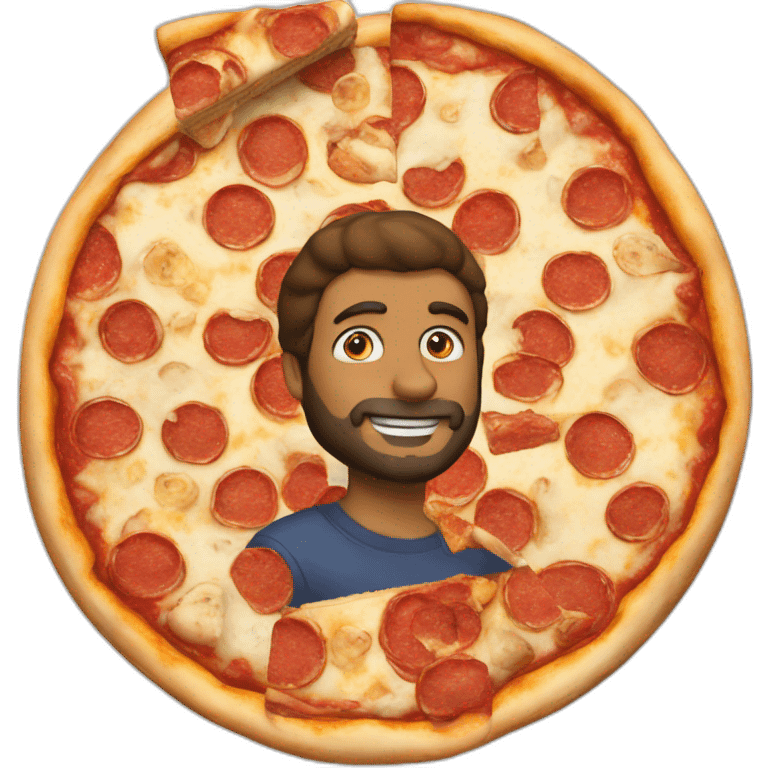 Leon con una pizza emoji