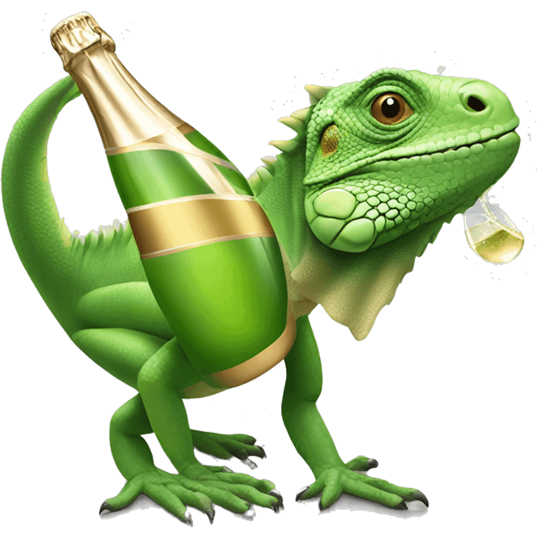 Iguana drinking champagne  emoji