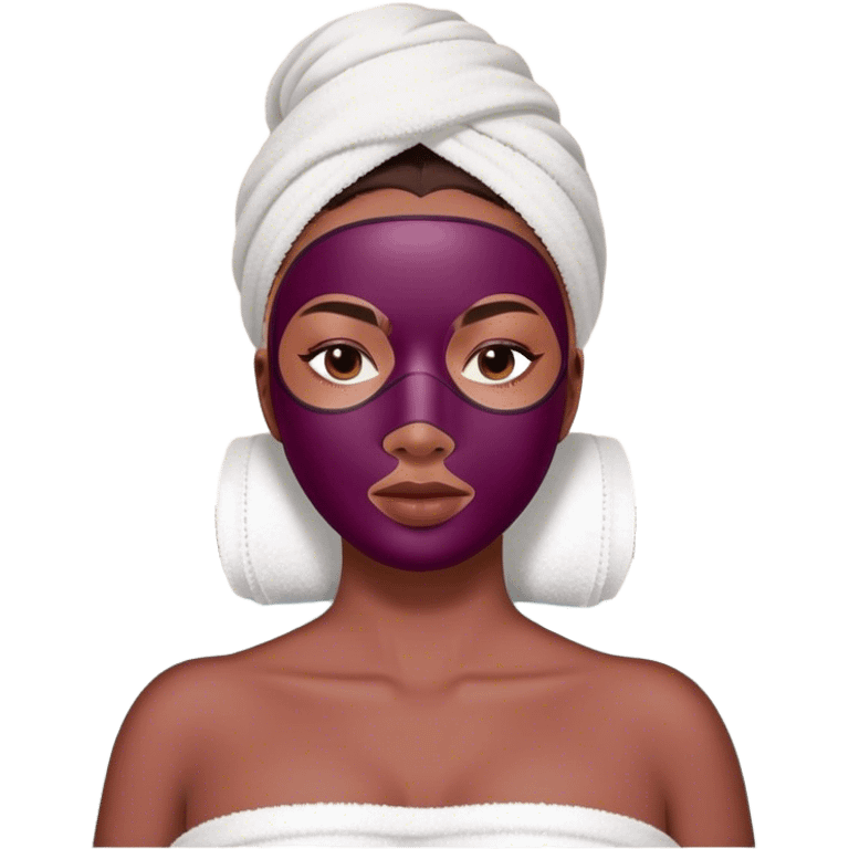 Lady with face mask spa beauty full face relaxing Burgundy emoji