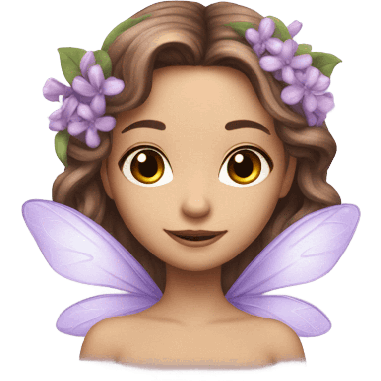 Beautiful lilac fairy long brown hair flowers emoji