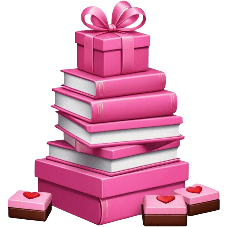 pink light romance books and chocolates emoji