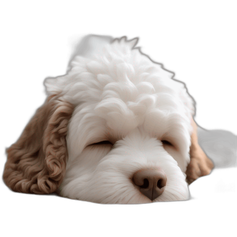 A Lagotto Romagnolo starting to sleep, zzz emoji