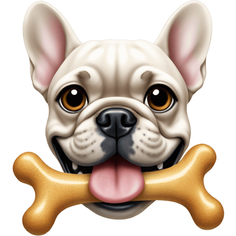 French bulldog eating dog bone emoji