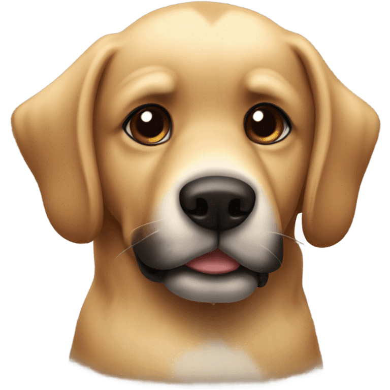 Cute dog with black and a little bit of brown hair and blonde ears emoji