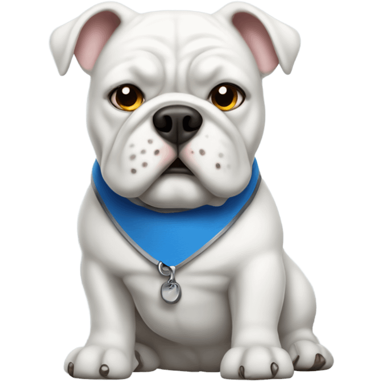 White Bulldog with blue collar emoji