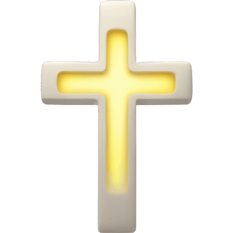 Glowing white cross with soft yellow light glowing around it and clouds behind it emoji