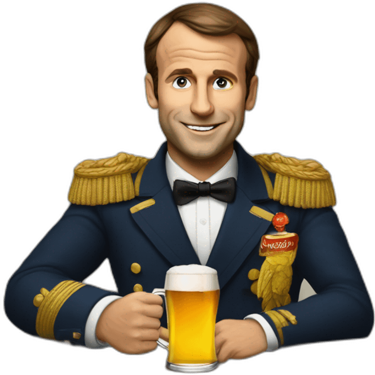 macron avec une biere emoji