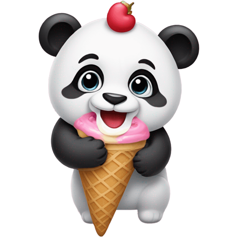 Panda eating ice cream emoji