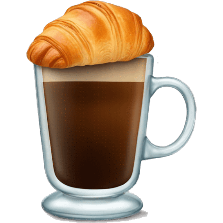 A glass of coffee with a croissant emoji