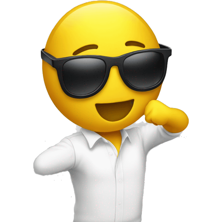 yellow emoji with sunglasses dabbing emoji