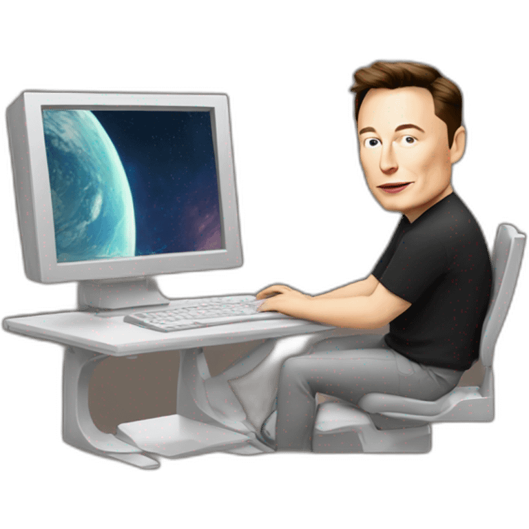 Elon musk on a a computer emoji