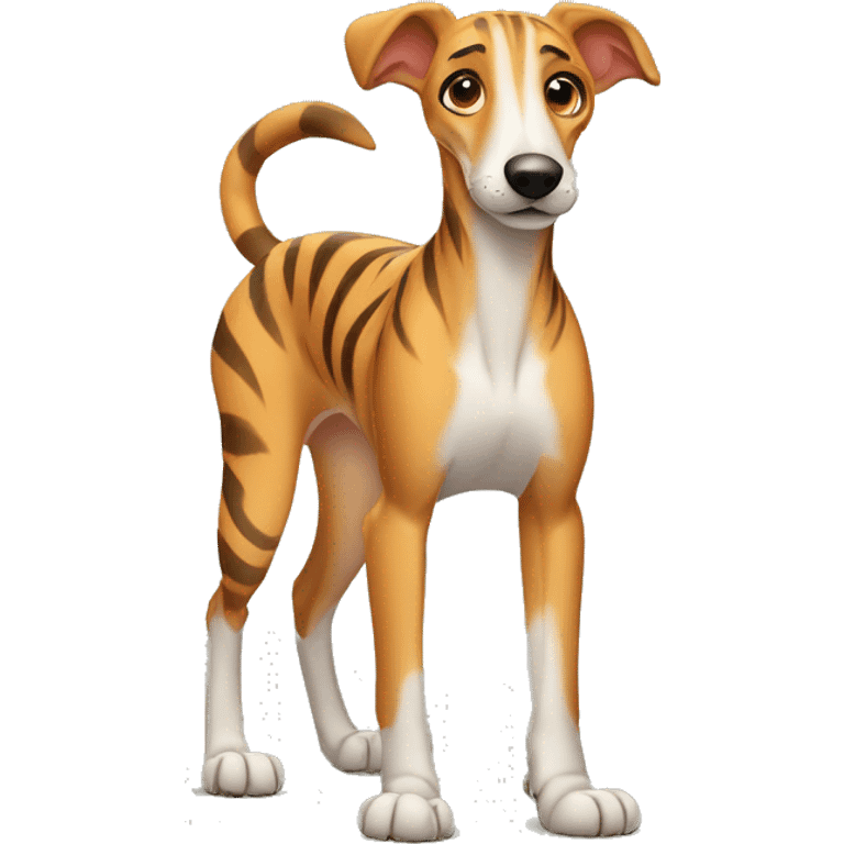 Fawn tiger greyhound with pawls up emoji