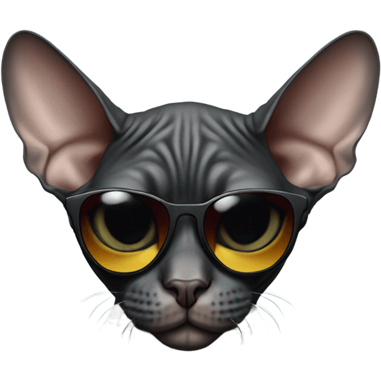 Black cat sphynx with sunglasses  emoji