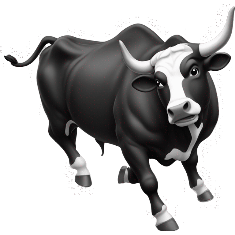 Bucking Bull full body black and white  emoji