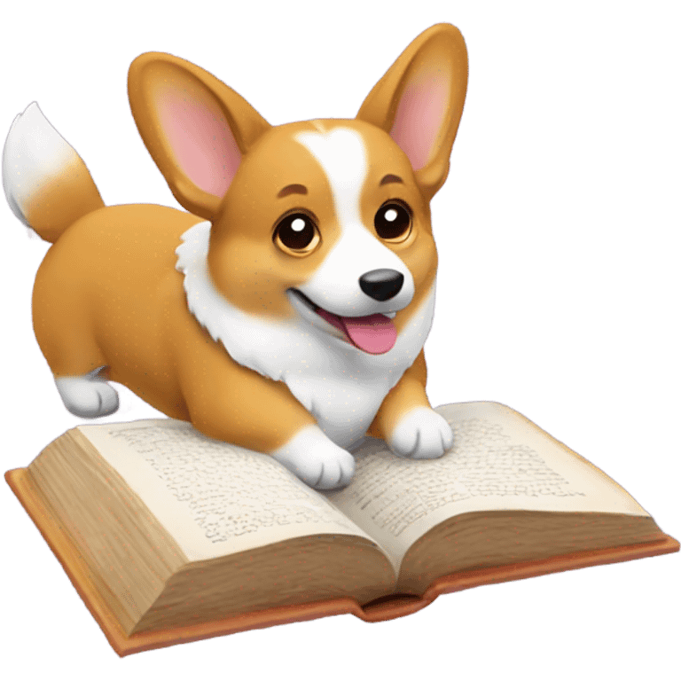 Corgi reading a book emoji