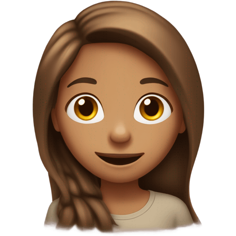 Light Brown girl with long brown hair sticking out her tongue to tease her friend emoji