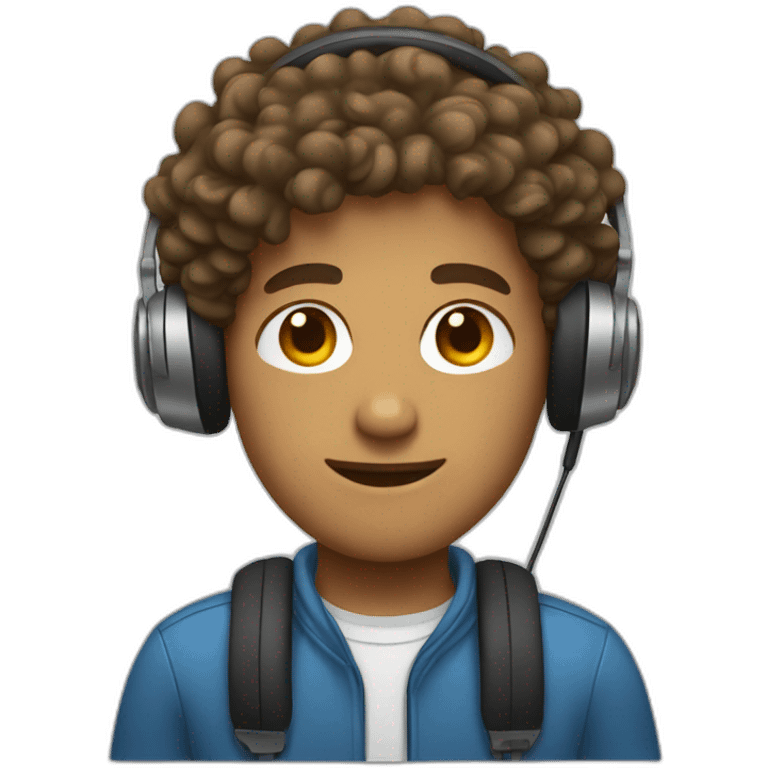 tan guy with curly hair and headphones emoji