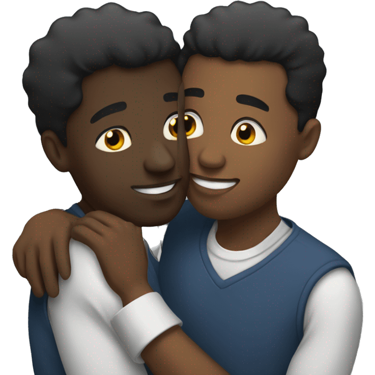 Black men hugging and kissing  emoji