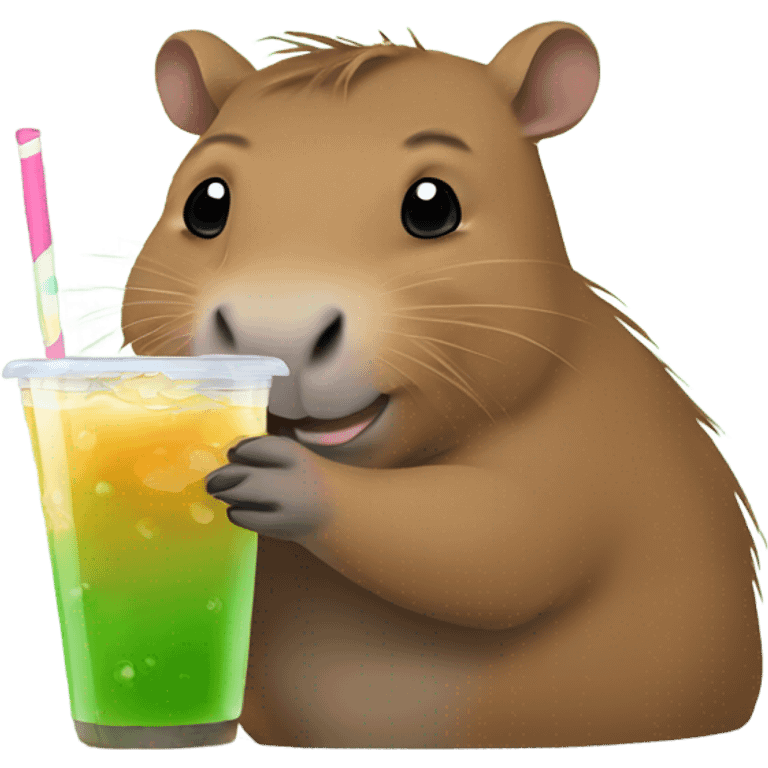 Capybara drinking boba emoji