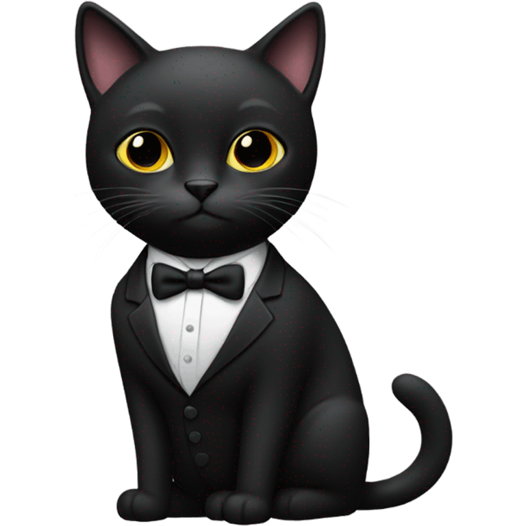 black cat in a suit with black tie emoji