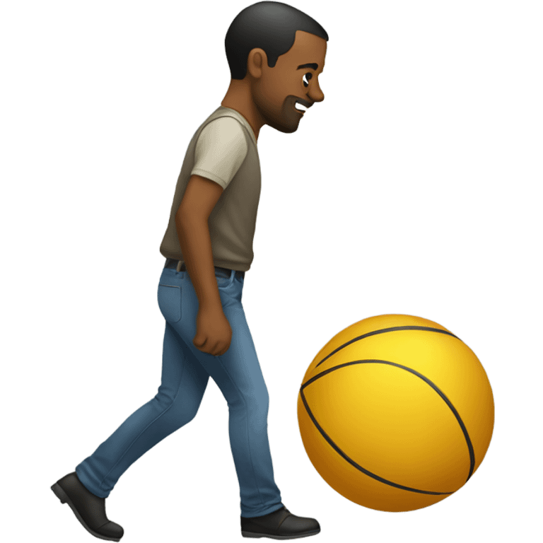 Man walking down  a ball emoji