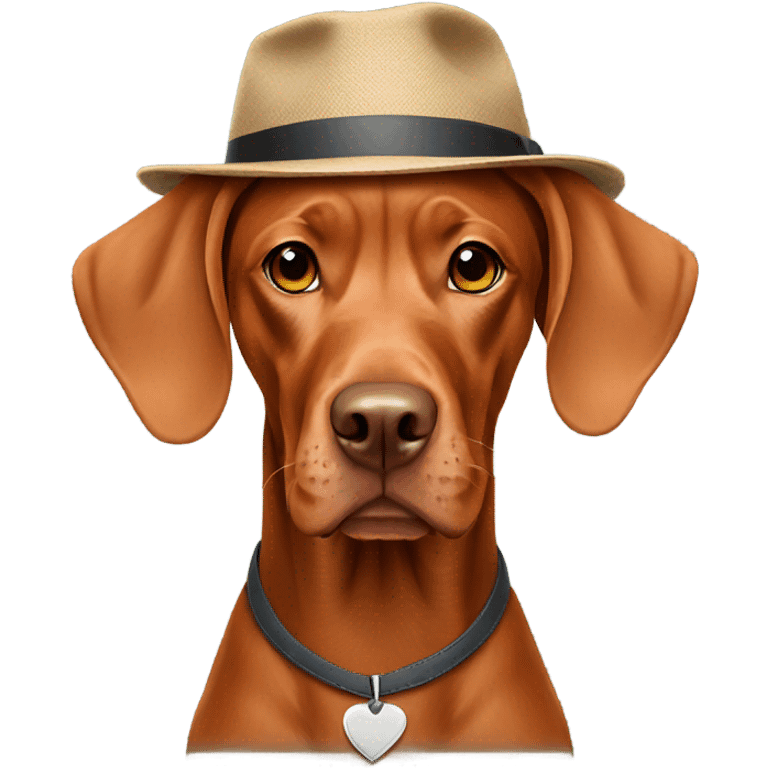 Vizsla wearing a hat emoji