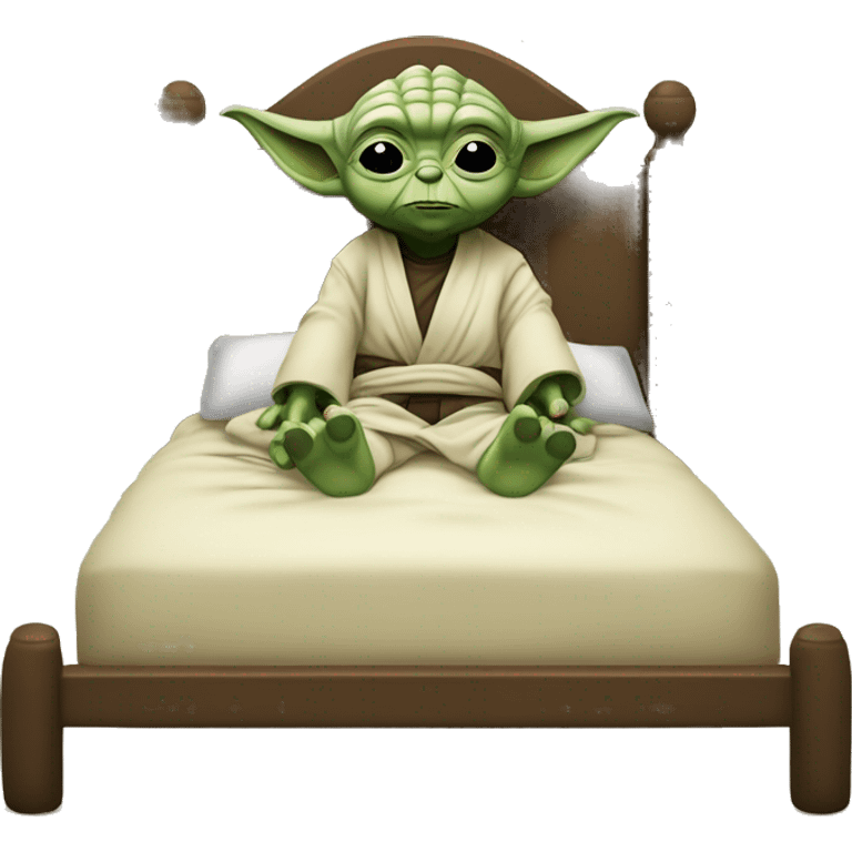 Yoda qui fait une siestedans un lit  emoji