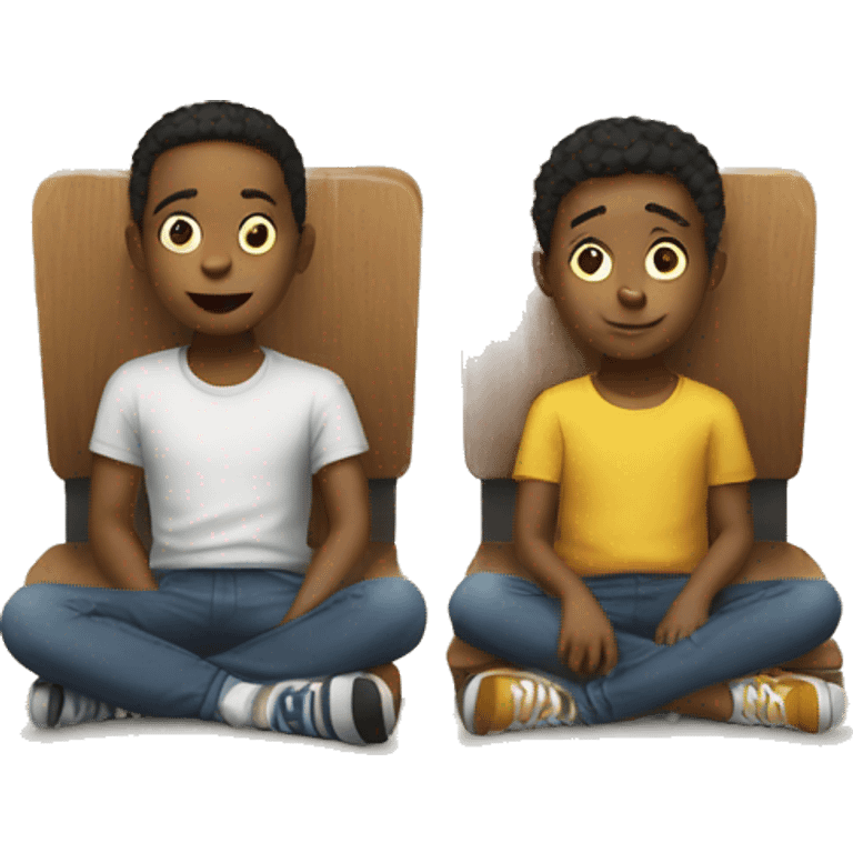 two kids under table emoji