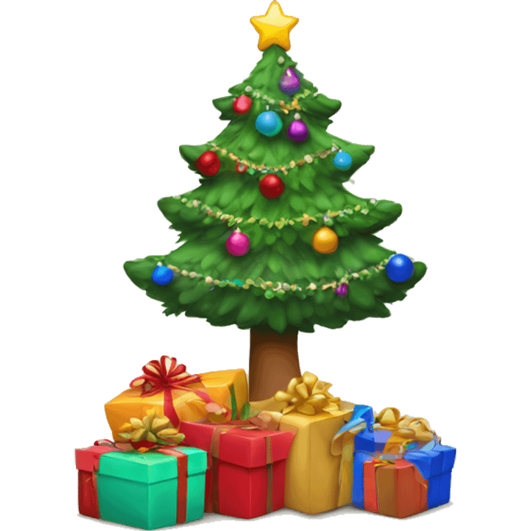 Christmas tree with colorful gifts emoji