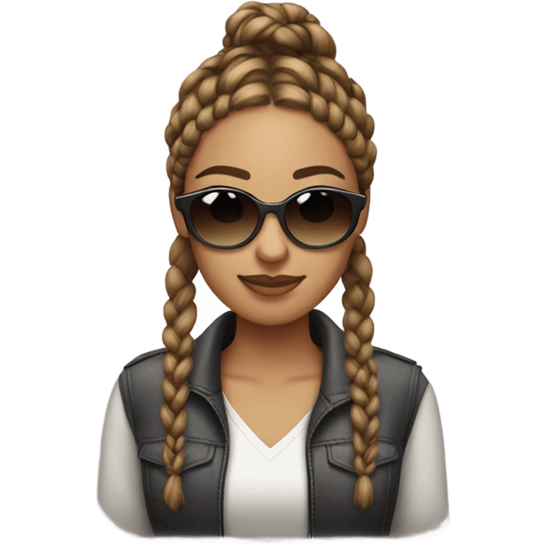 Light skinned women with sunglasses braids emoji