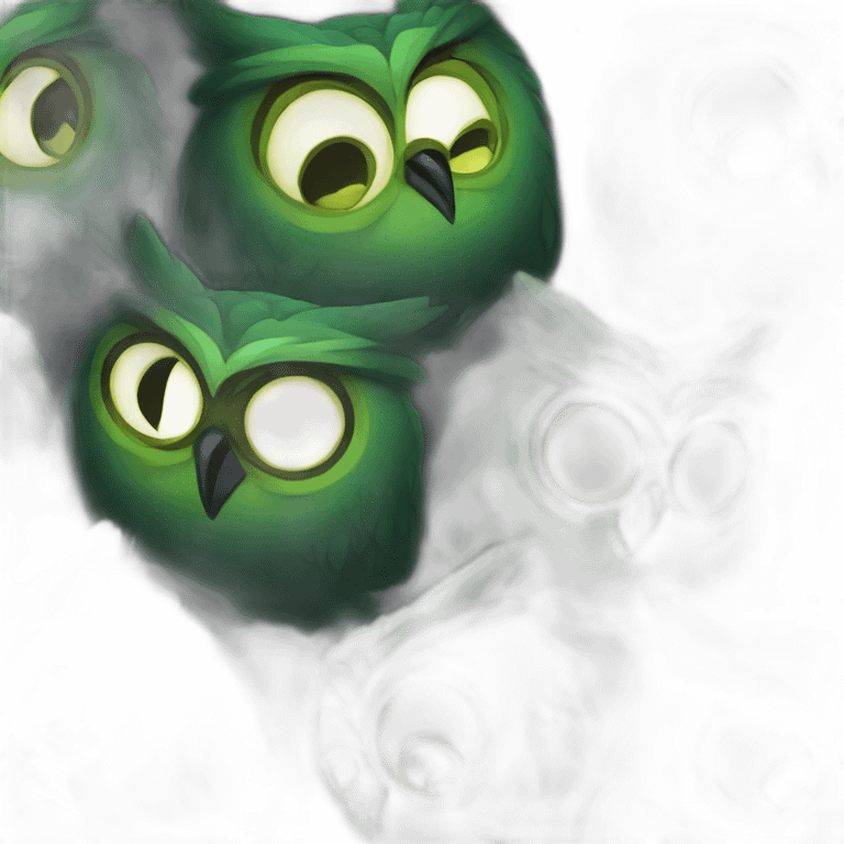 black and green owl facepamling emoji