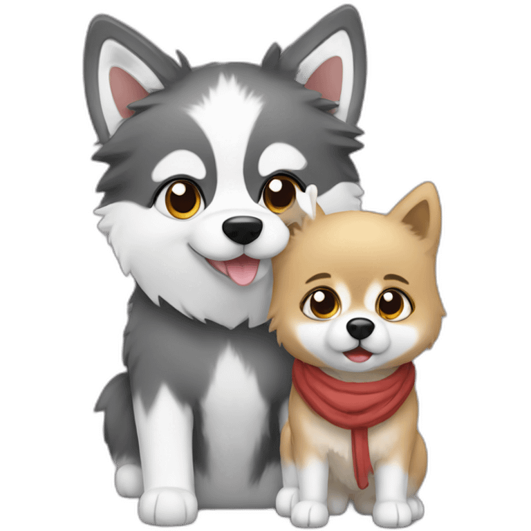 pomsky with homeless white girl emoji