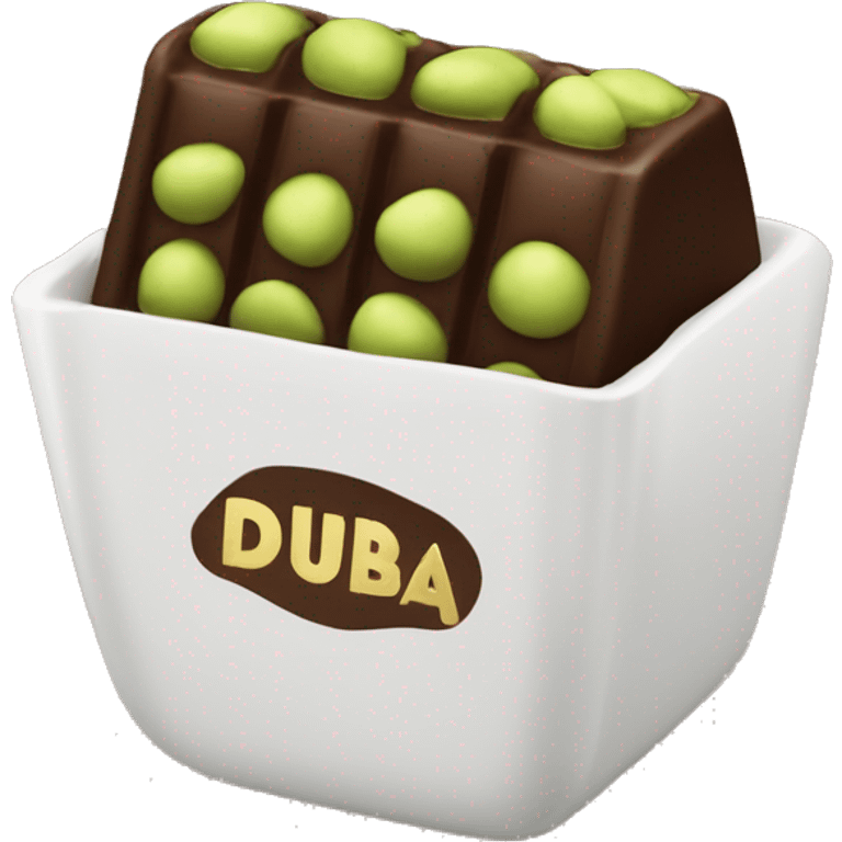 A bar of Dubai chocolate filled with Green pistachio cream emoji