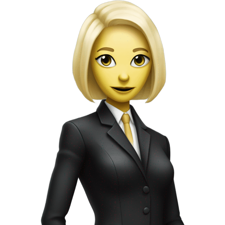 a blonde reptilian alien woman as men in black, full body emoji