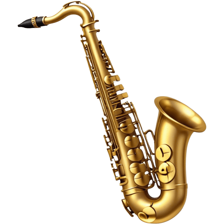 Cinematic Realistic Saxophone, smooth, curving brass body with a golden finish, soft reflections of warm light catching the details, a player’s fingers carefully pressing the keys, glowing with a jazzy, atmospheric charm. emoji