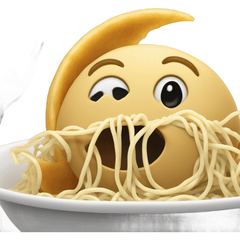 Half moon eating spaghetti emoji