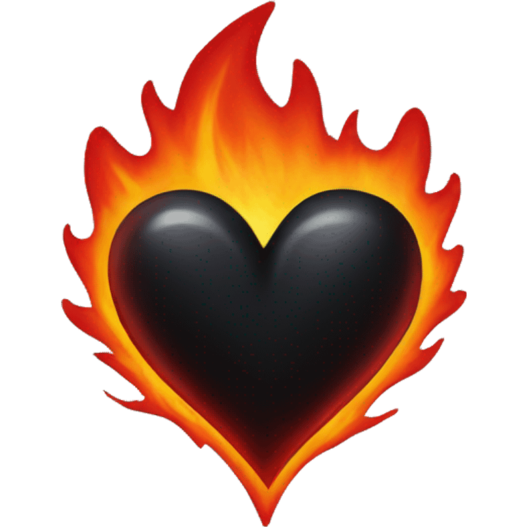 Black heart with red flames around it emoji