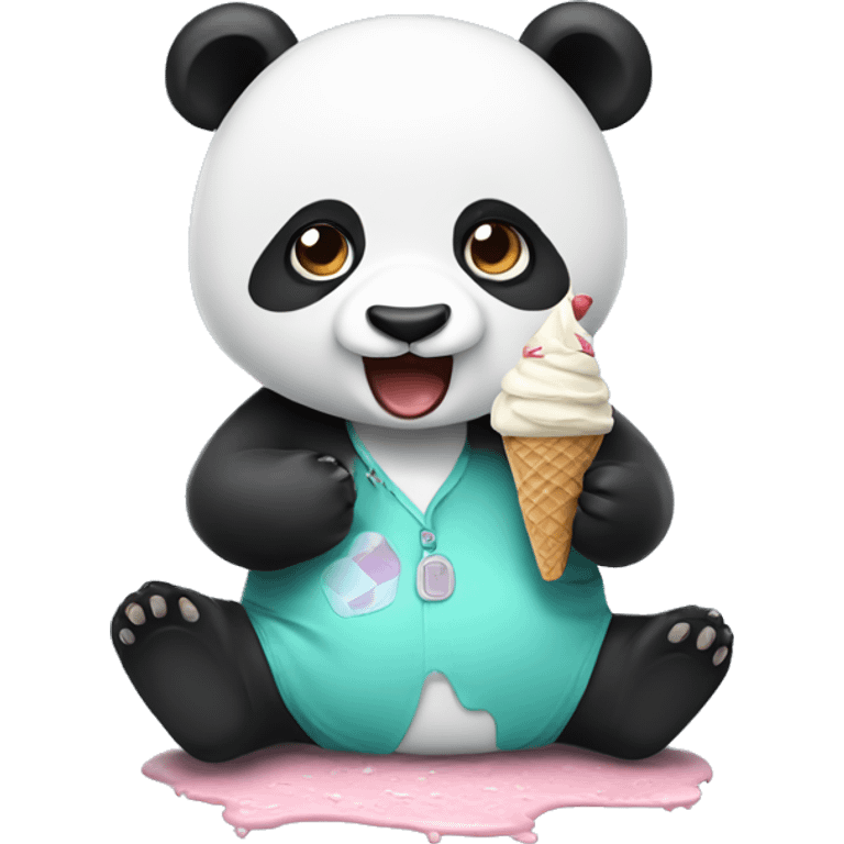 Panda eating ice cream emoji