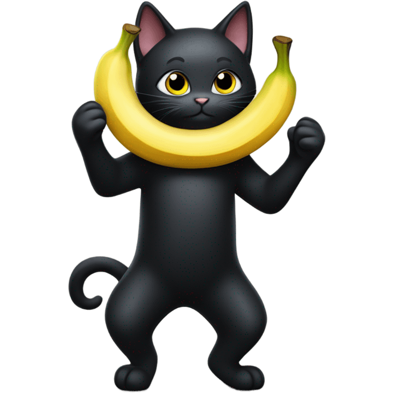 Black cat holding a banana emoji