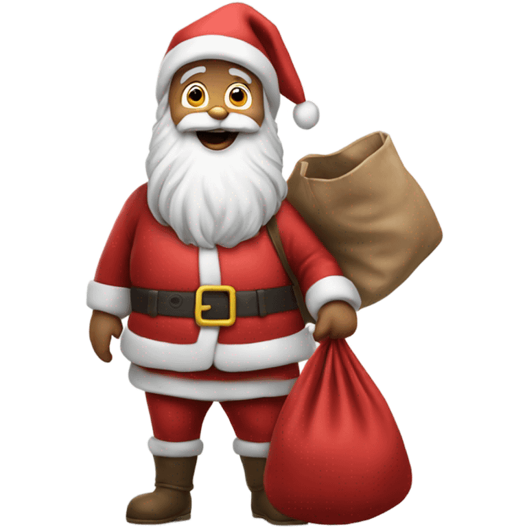 Hyper Realistic Santa waving and holding his sack emoji