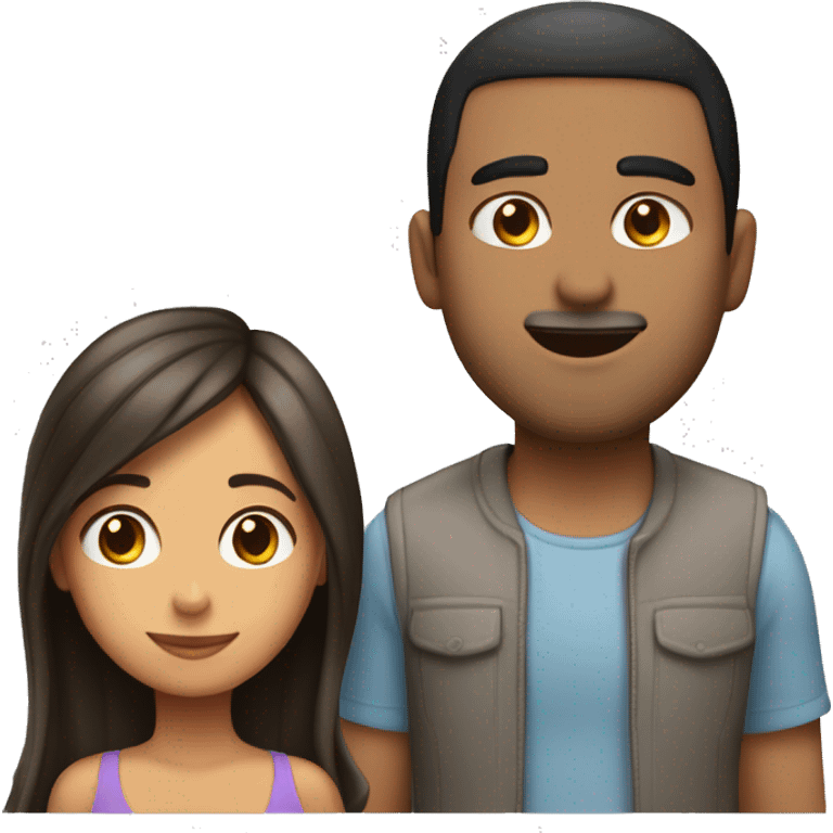 Hispanic guy with straight hair in love with hispanic girl with straight hair emoji