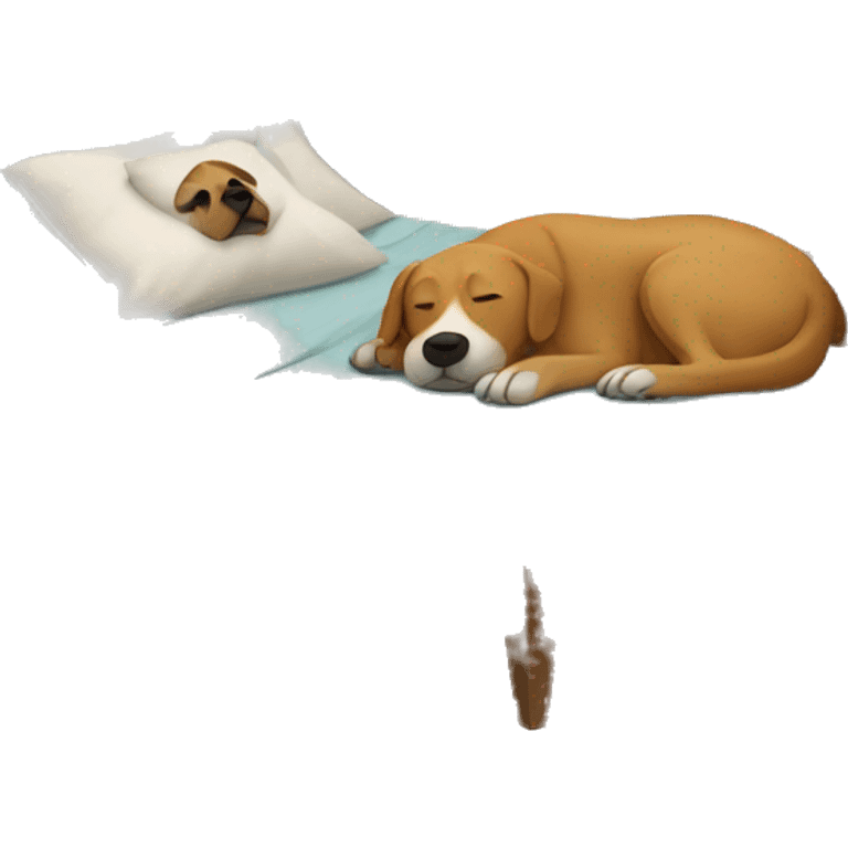 Dog and human sleeping in a bed emoji