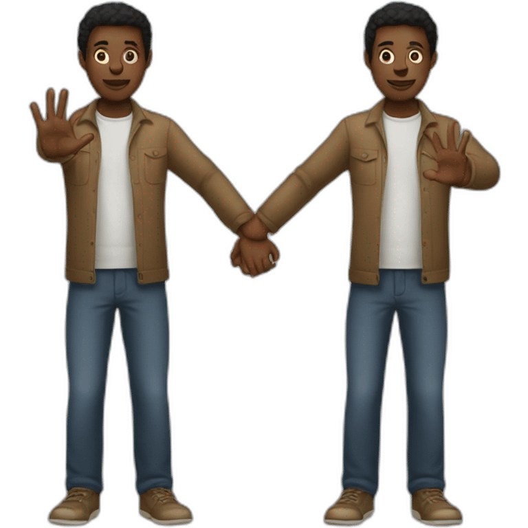 A black person showing both hands while standing  emoji