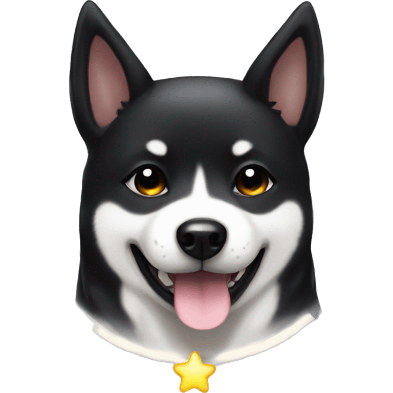 Black Shiba Inu angel | face | fantasy | halo | innocent | smiling face with halo emoji